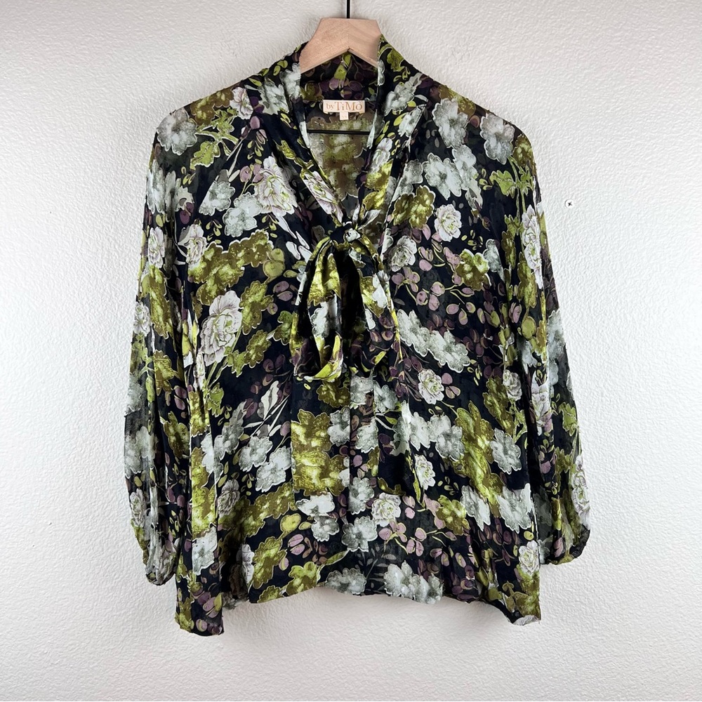 By TIMO semi sheer floral blouse